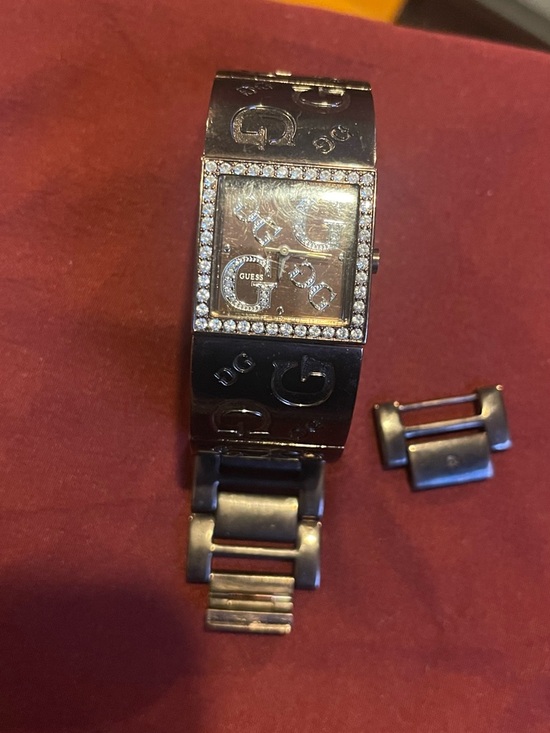 Guess Other - GUESS metal Crystal-Trim Logo Bracelet Watch